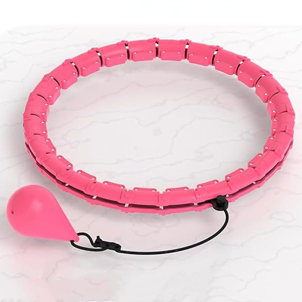 32 Section Weighted Hula Hoop with Massage Rollers-Pink