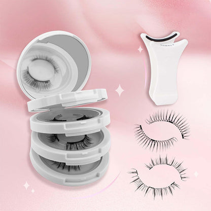 4 Pairs of Reusable False Eyelashes with Tweezers Easy to Wear Eyelashes Kit Style 3