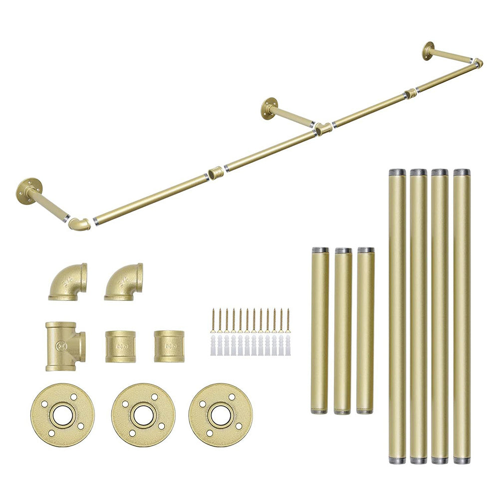 183cm Galvanized Carbon Steel Wall Mounted Clothes Rack - Gold
