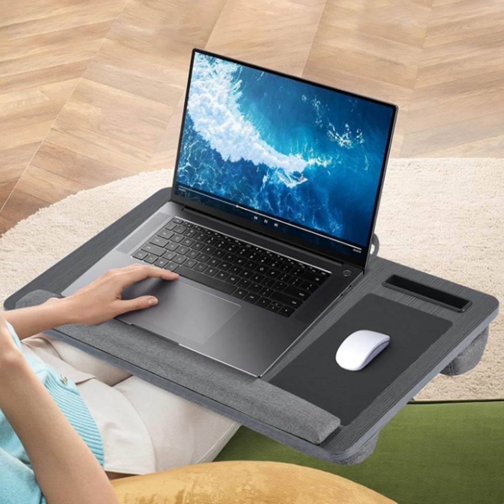Laptop Desk with Built in Mouse Pad Wrist Pad Laptop Stand with Tablet/Phone Holder Black