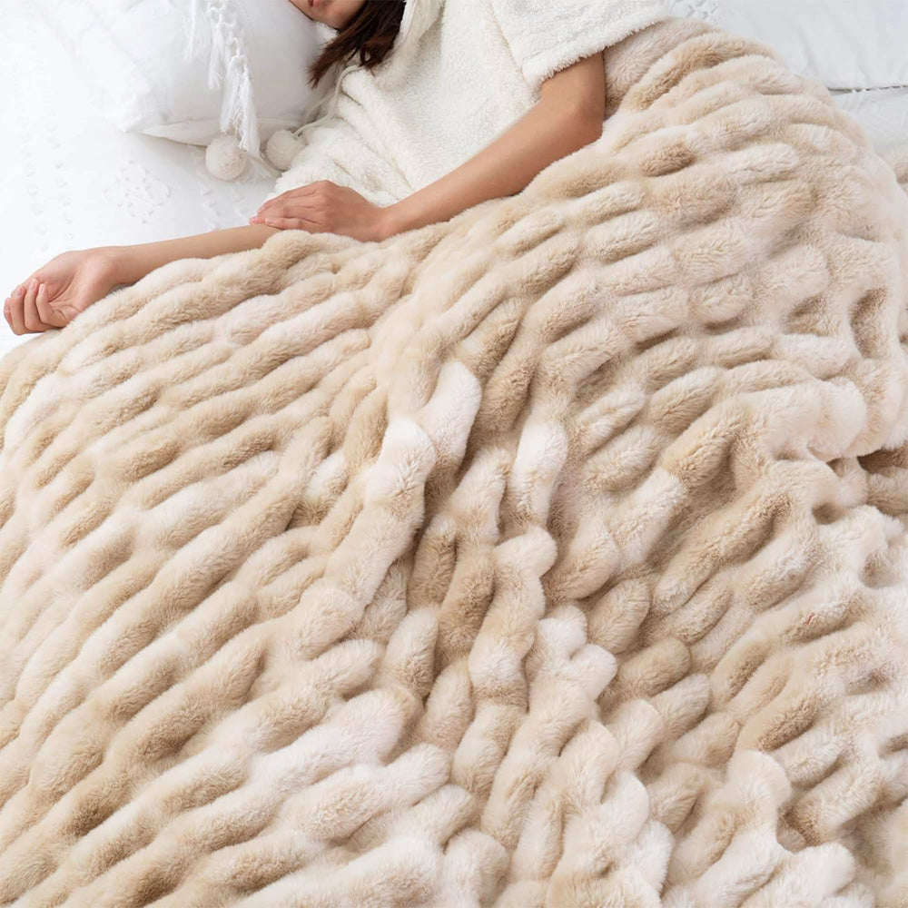 Bubble Tie Dye Throw Blanket Soft Cozy Microfiber Lightweight Warm for Couch-Khaki