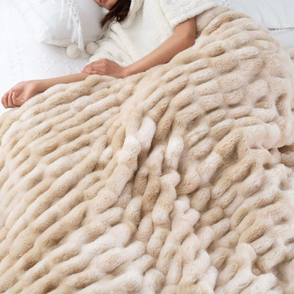 Bubble Tie Dye Throw Blanket Soft Cozy Microfiber Lightweight Warm for Couch-Khaki