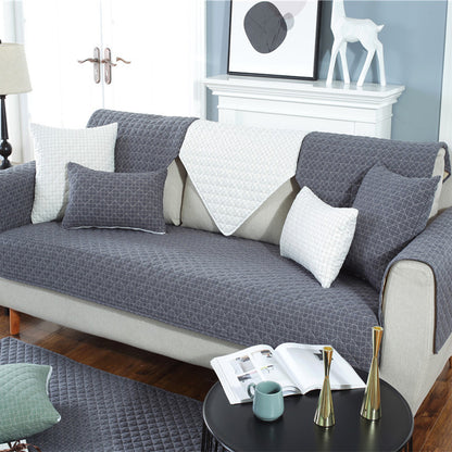 Soft Couch Cover Washable Furniture Protector for Dogs Non-Slip Sofa Slipcover -Grey