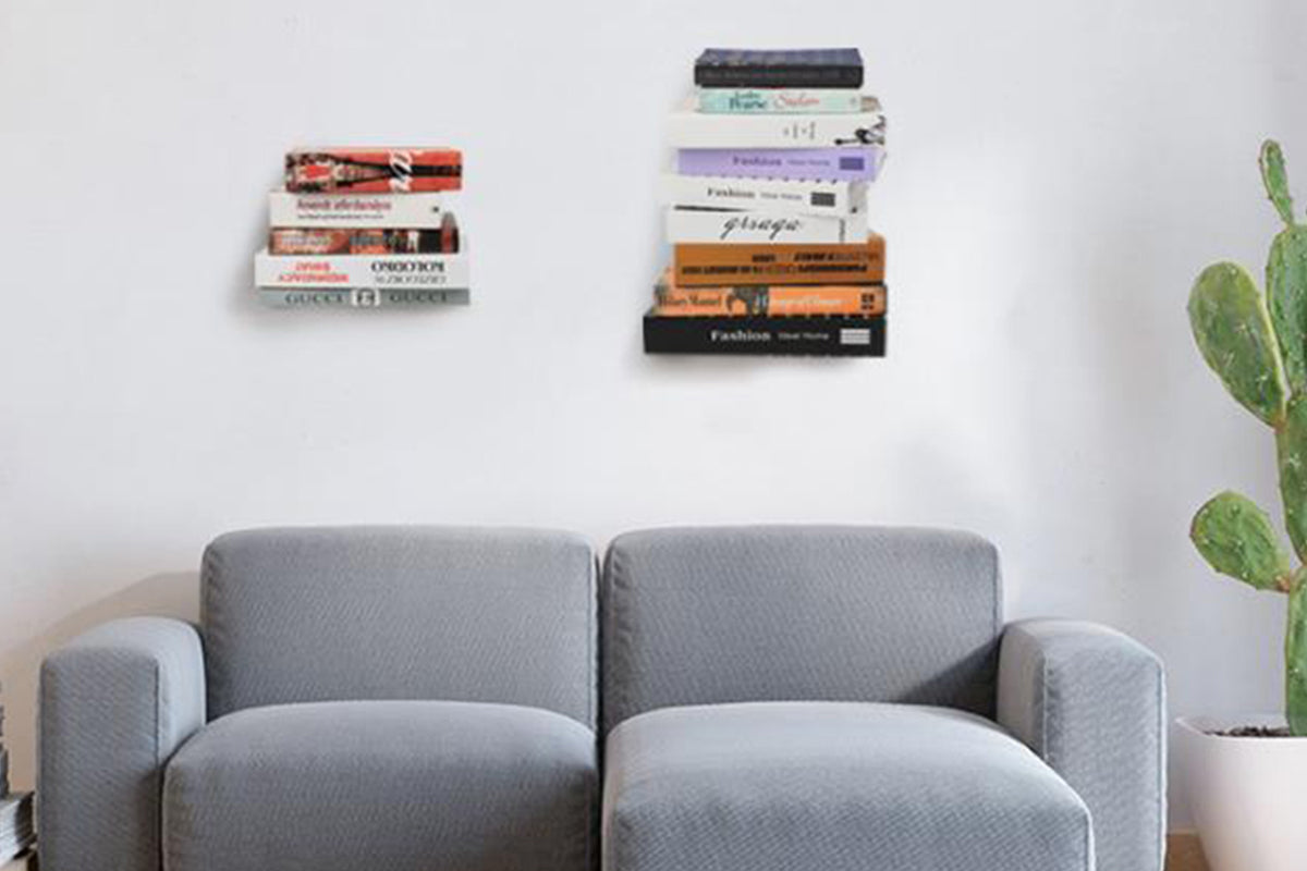 2Pcs Wall Mounted Invisible Floating Bookshelf Book Display Black