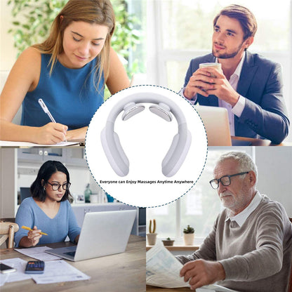 Electric Neck Massager with Heat Intelligent Electric Pulse Massager for Neck Pain Relief -White