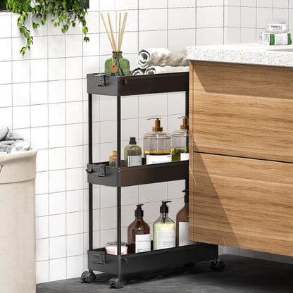 3-Tier Rolling Storage Cart Bathroom Storage Organizer Shelf Black