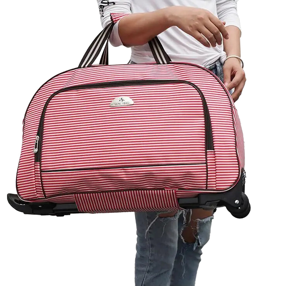 Travel Duffle Trolley Bag Rolling Carry Bag with Wheels Weekender Bags Red