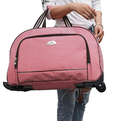 Travel Duffle Trolley Bag Rolling Carry Bag with Wheels Weekender Bags Red