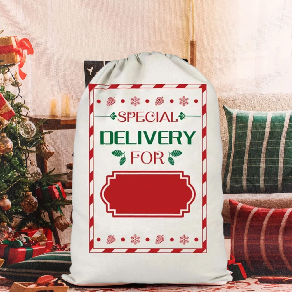 Christmas Gift Canvas Bags Santa Sacks with Drawstring Closure Style 3