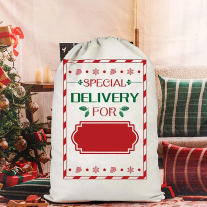 Christmas Gift Canvas Bags Santa Sacks with Drawstring Closure Style 3