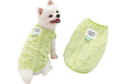Sherpa Fleece Dog Jumper Sweater with D-Ring for Small Dogs Chihuahua Yorkshire -Green