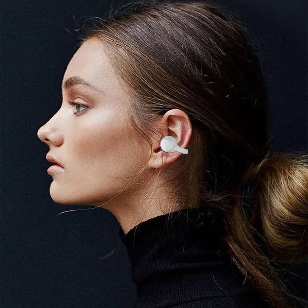 Bluetooth 5.3 Ear Clip Headphones Wireless Sports Earbuds with LED Display Charging Case White