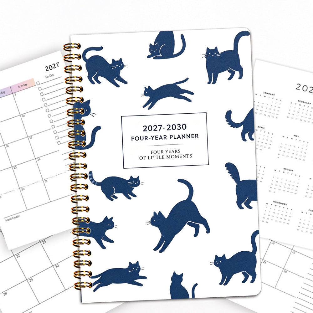 2027-2030 Monthly Planner A5 Four-Year Planner with To-Do List Notes Cat