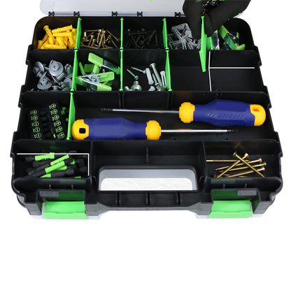 34 Grid Double Sided Tool Organizer Box for Screws Nuts - Green