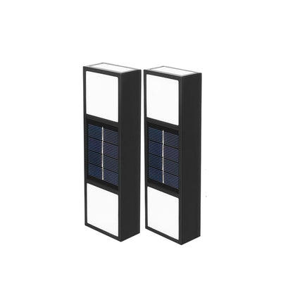 2pcs Solar Light Outdoor IP65 Waterproof Wall Light Cordless LED Wall Lamp -White