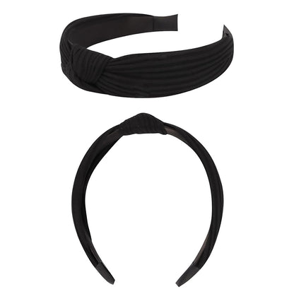 7 Piece Retro Pearl and Ribbon Hair Headband Set for Women-Black