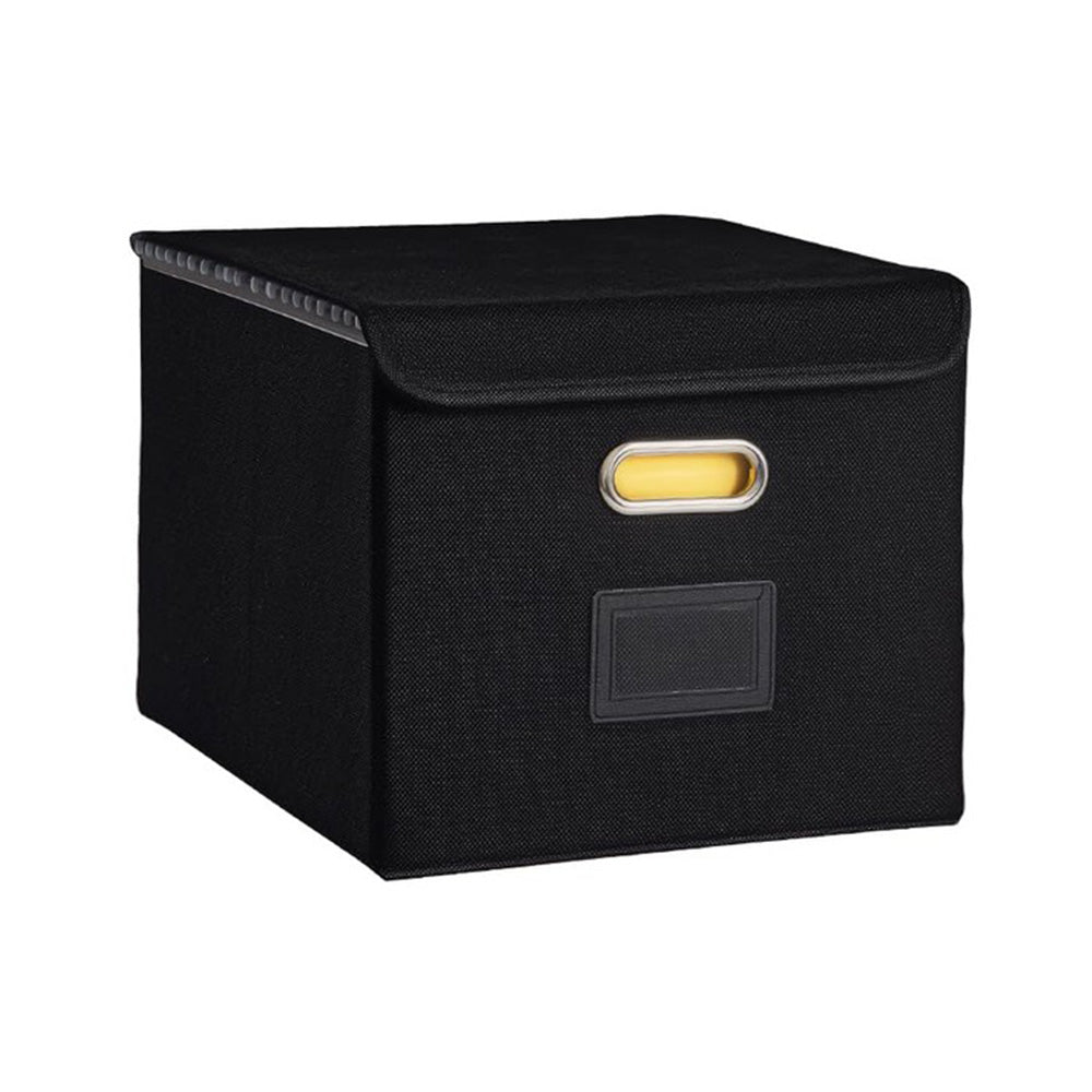 Collapsible File Organizer Box with Lid Folder Storage for Office Documents Black