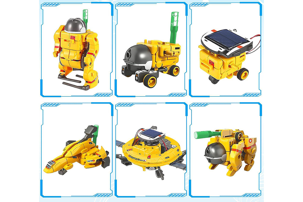 6-in-1 Solar Robot Science Kits Solar Robot Kit STEM Toys for Gift-Yellow