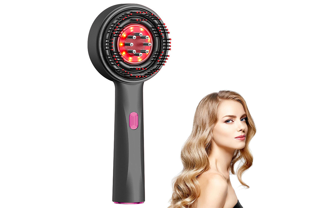 Cordless Electric Shiatsu Hair Brush Waterproof Deep Scalp Massager Head Massage Comb for Muscle Relax-Gray