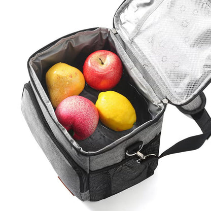 Insulated Lunch Box Leak-Proof Cooler Bag with 4 Pockets Gray