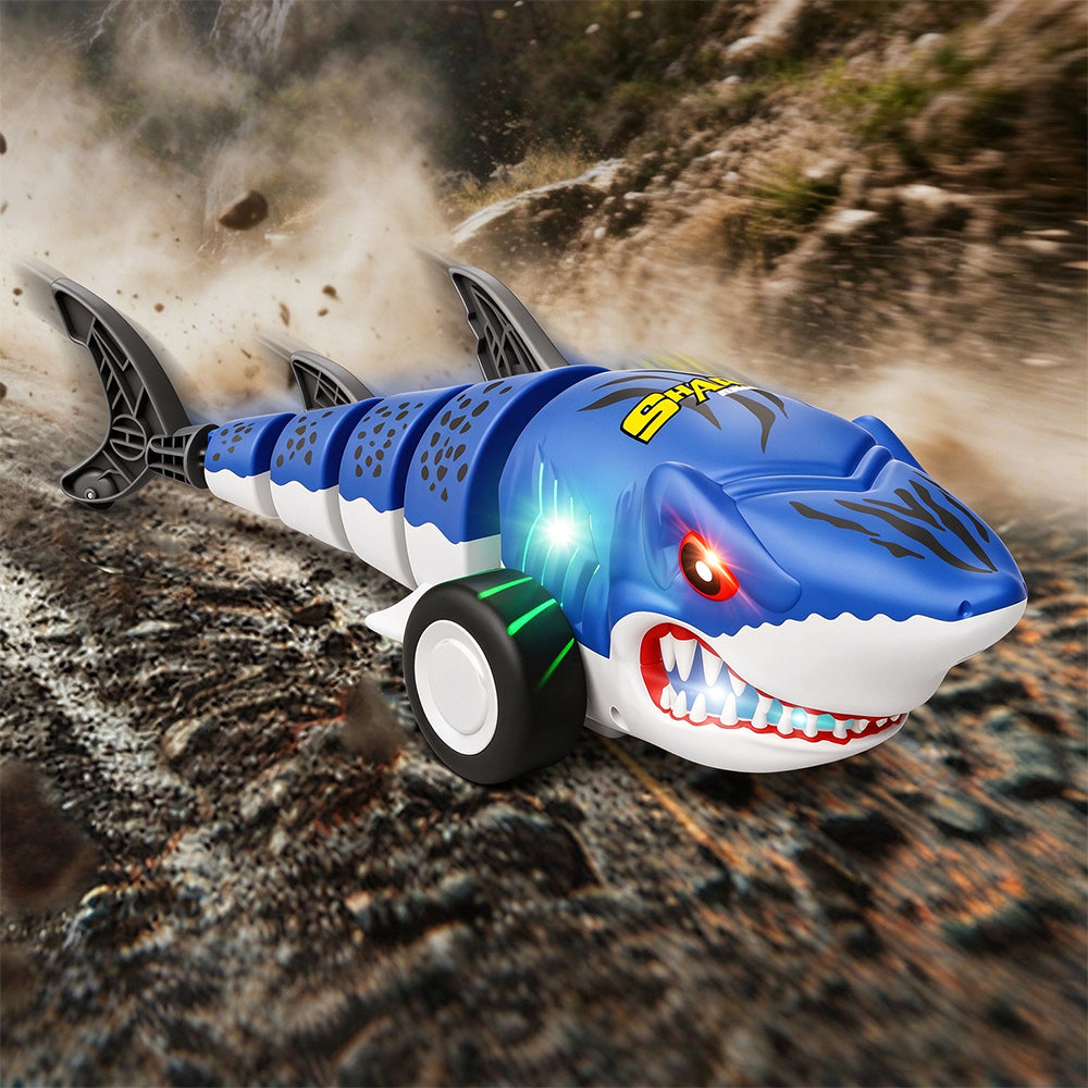 Shark Shaped Off Road RC Car with Colorful Lights and 360 Degree Spin - Blue