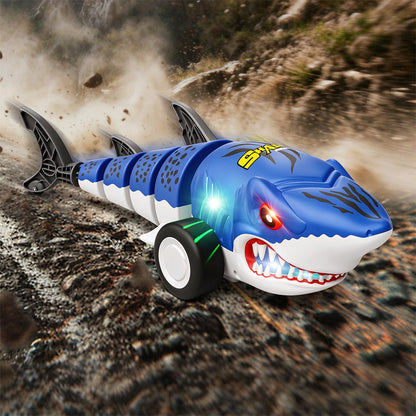 Shark Shaped Off Road RC Car with Colorful Lights and 360 Degree Spin - Blue