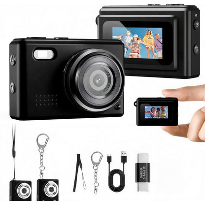 Mini Thumb Digital Camera 2MP Keychain Camera for Vlog and Travel-Black
