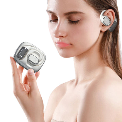 Bluetooth Open Ear Earbuds Wireless Headphones with Earhooks Air Conduction Headset with Mic for Running Workout White