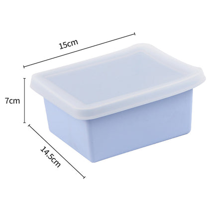 2Pcs Silicone Freezer Trays with Lid Soup Freezer Container Microwave Dishwasher Safe-Blue