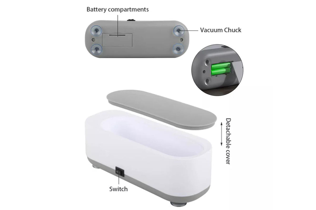 2Pcs Ultrasonic Cleaner Sonic Wave Tank False Teeth Glasses Watch Jewelry Cleaning Machine 300ML