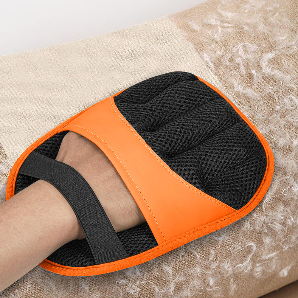 Electrostatic Pet Hair Remover Gloves Reusable Lint Brush for Furniture Car Seats-Orange