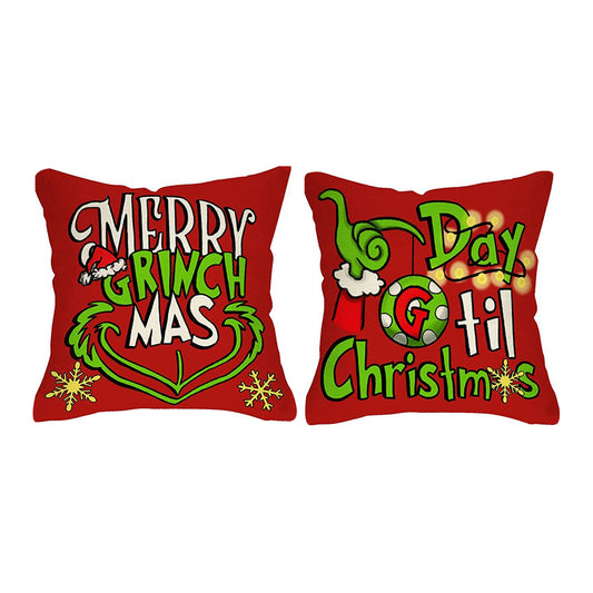 2pcs Christmas Pillow Covers Cute Print Throw Cushion Case for Couch Sofa Bed Bedroom Home Decor-Style 5 and Style 6