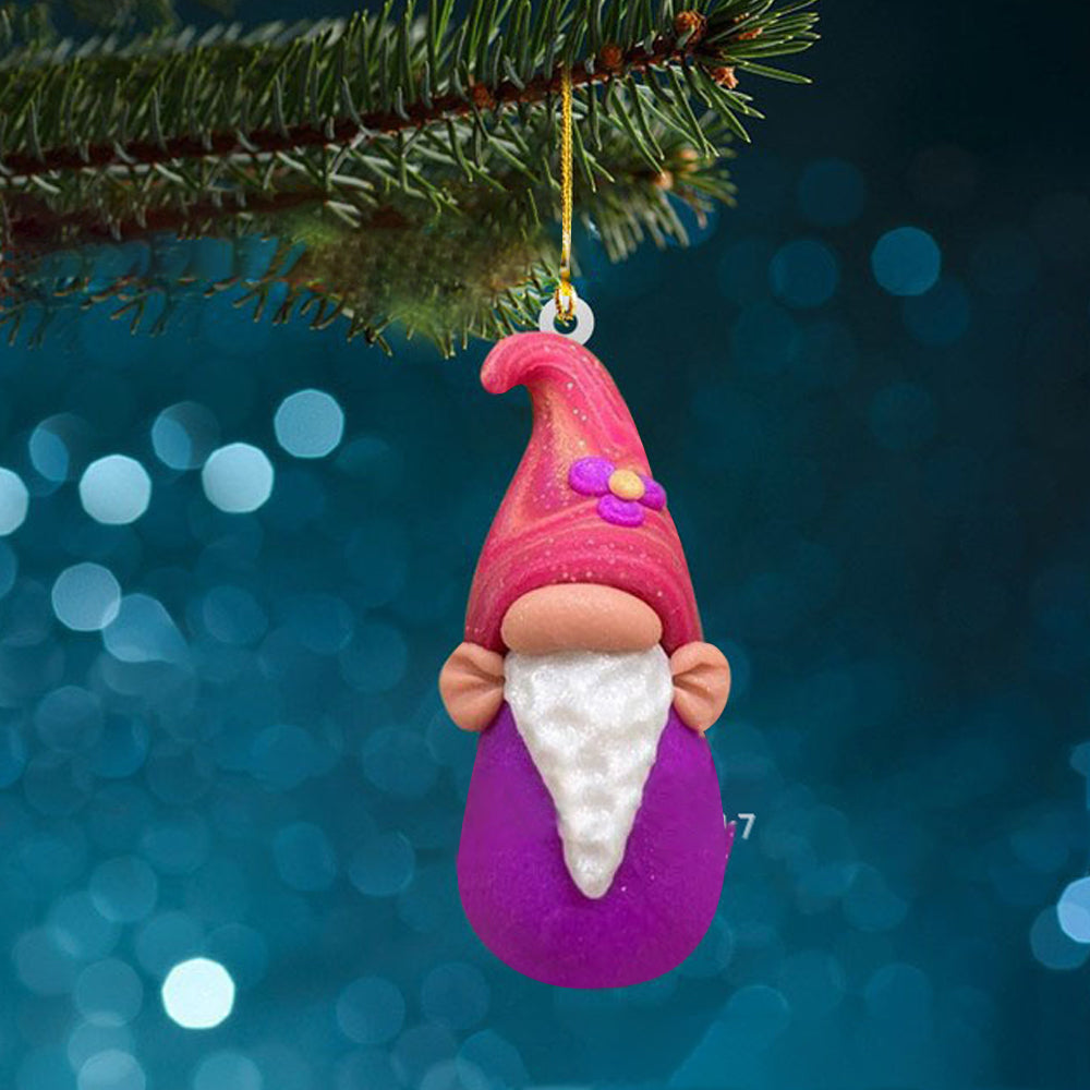 5-Piece Christmas Tree Gnome Hanging Pendant Acrylic Xmas Ornaments Decorations Style 1