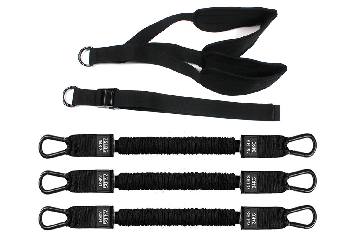 7Pcs Set Pull Up Assistance Bands with Adjustable Resistance Foot Rest for Strength Training-Black