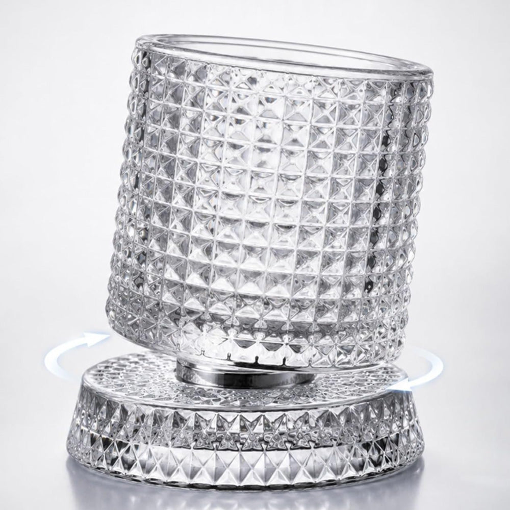 270ml Rotating Whiskey Glass Transparent Glass-Checkered Style