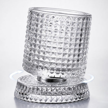 270ml Rotating Whiskey Glass Transparent Glass-Checkered Style