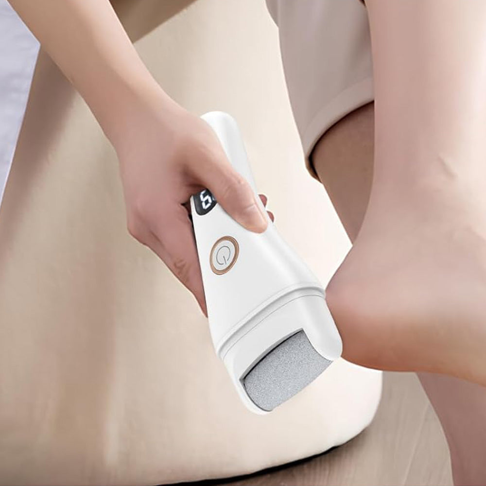 Rechargeable Electric Foot File Callus Remover Tool for Cracked Heels Black White