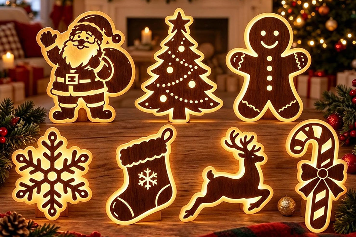 Christmas Glow Silhouette Light 3D LED Warm light Wall Decor