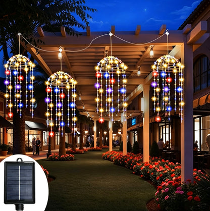 4 Pack Solar Hanging Jellyfish Lights with 256 LEDs and 8 Modes - Mixed Color