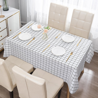 2-Pack PVC Tablecloth Waterproof Oilproof with Checkered Pattern White Check