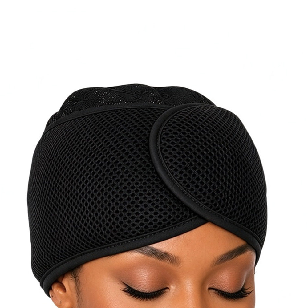 2-in-1 Mesh Sleep Hair Band for Short Hair Overnight - Black