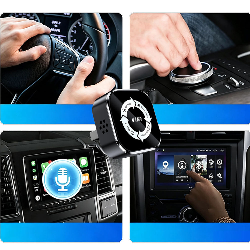 4 in 1 Wireless CarPlay Android Auto AirPlay MirrorLink Adapter - White