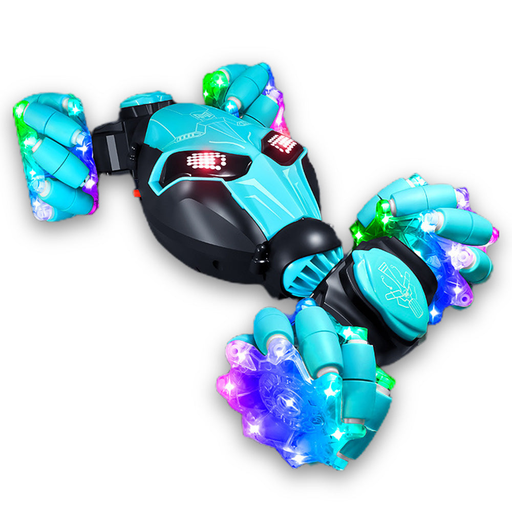 4WD Gesture Sensing RC Stunt Car with Drift Lights & Music Hand-Controlled Toy Blue