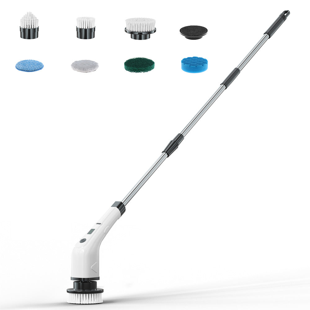 Cordless Electric Spin Scrubber Rechargeable Cleaning Brush with 7 Replaceable Brush Heads White