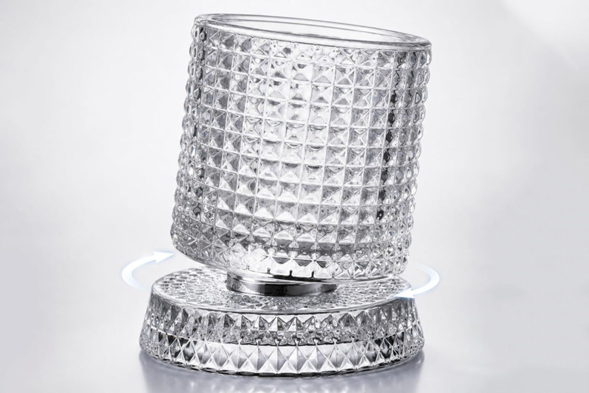 270ML Rotating Transparent Whiskey Glass - Checkered Style