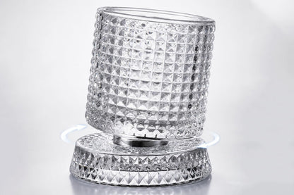 270ML Rotating Transparent Whiskey Glass - Checkered Style