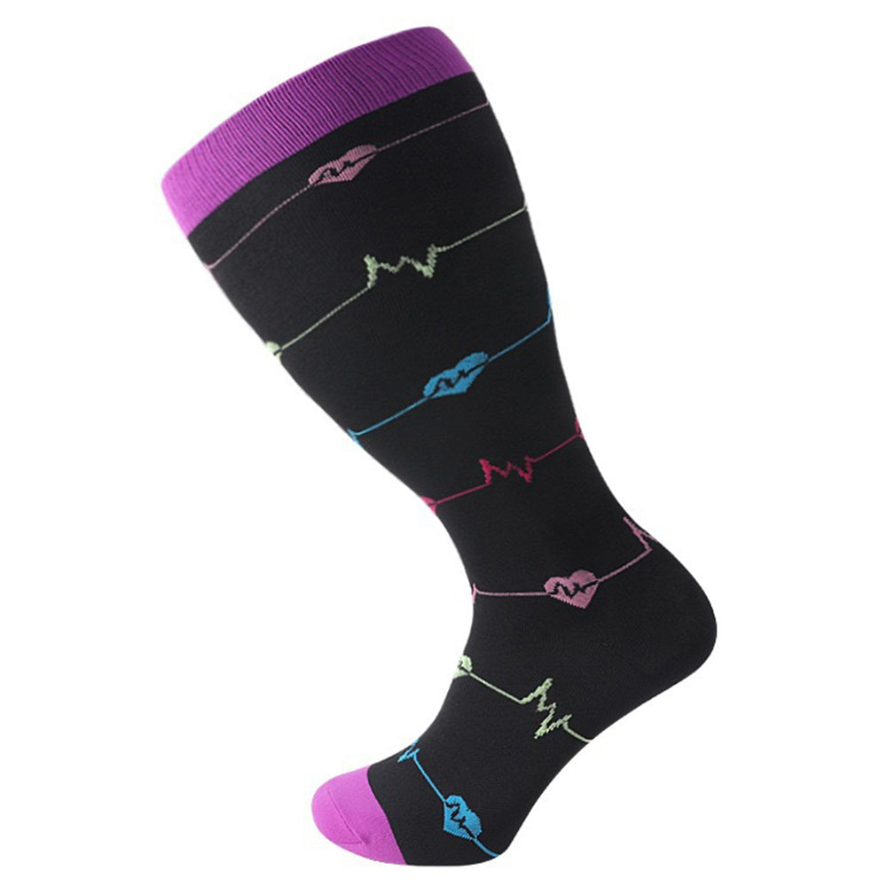 3 Pairs Plus Size Compression Socks for Women Men Knee High Pattern
