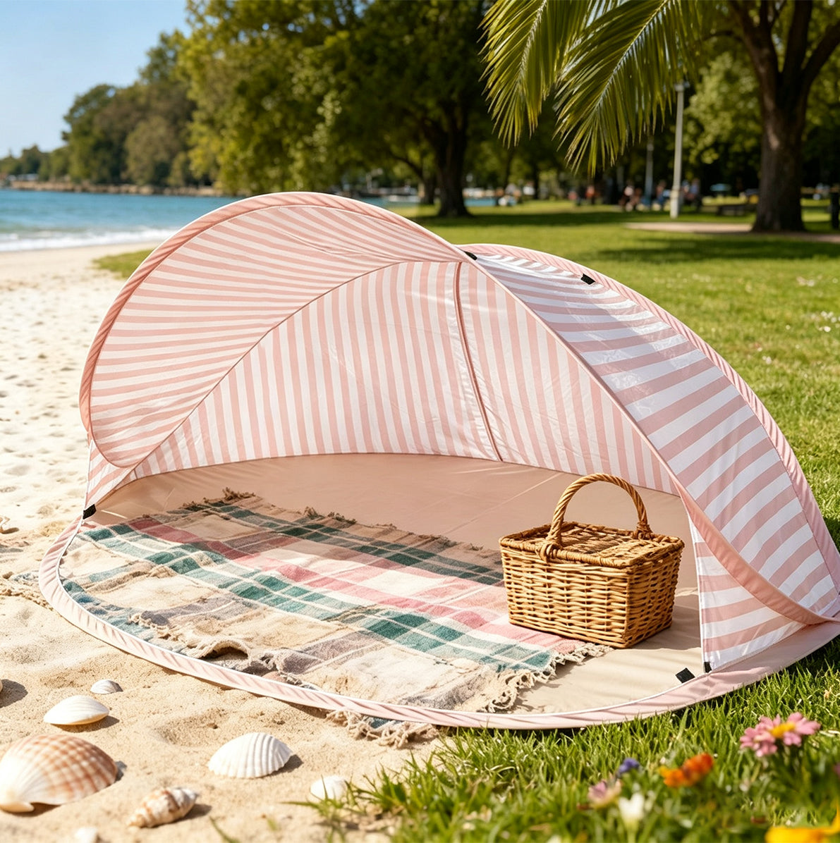 Pop Up Beach Sun Shade Tent for 1 to 2 People - Pink