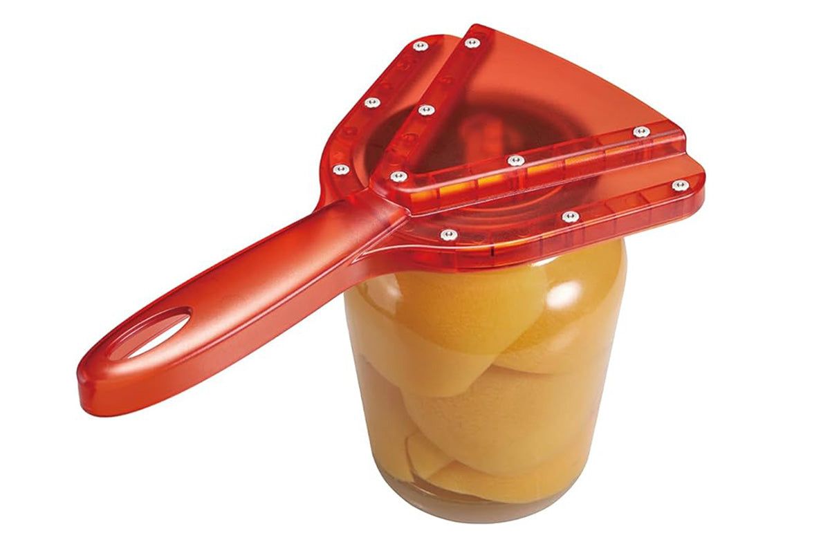 Kitchen Can Opener Dual-Layer Adjustable Jar Opener Bottle Opener for Various Lids -Red