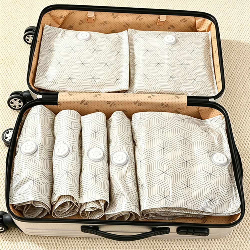 2 Piece Pump Free Roll Up Vacuum Storage Bags - White